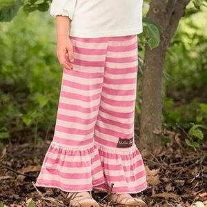 Pink Stripe Jumping Fences Ruffle Pants